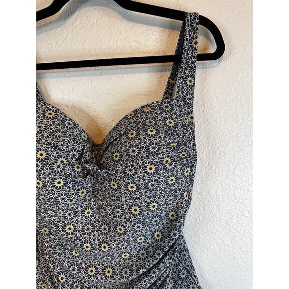 Bond-eye swimwear One Piece Swimsuit Size 12 Boho Floral Blue Gold Multi-Cup - Picture 2 of 10